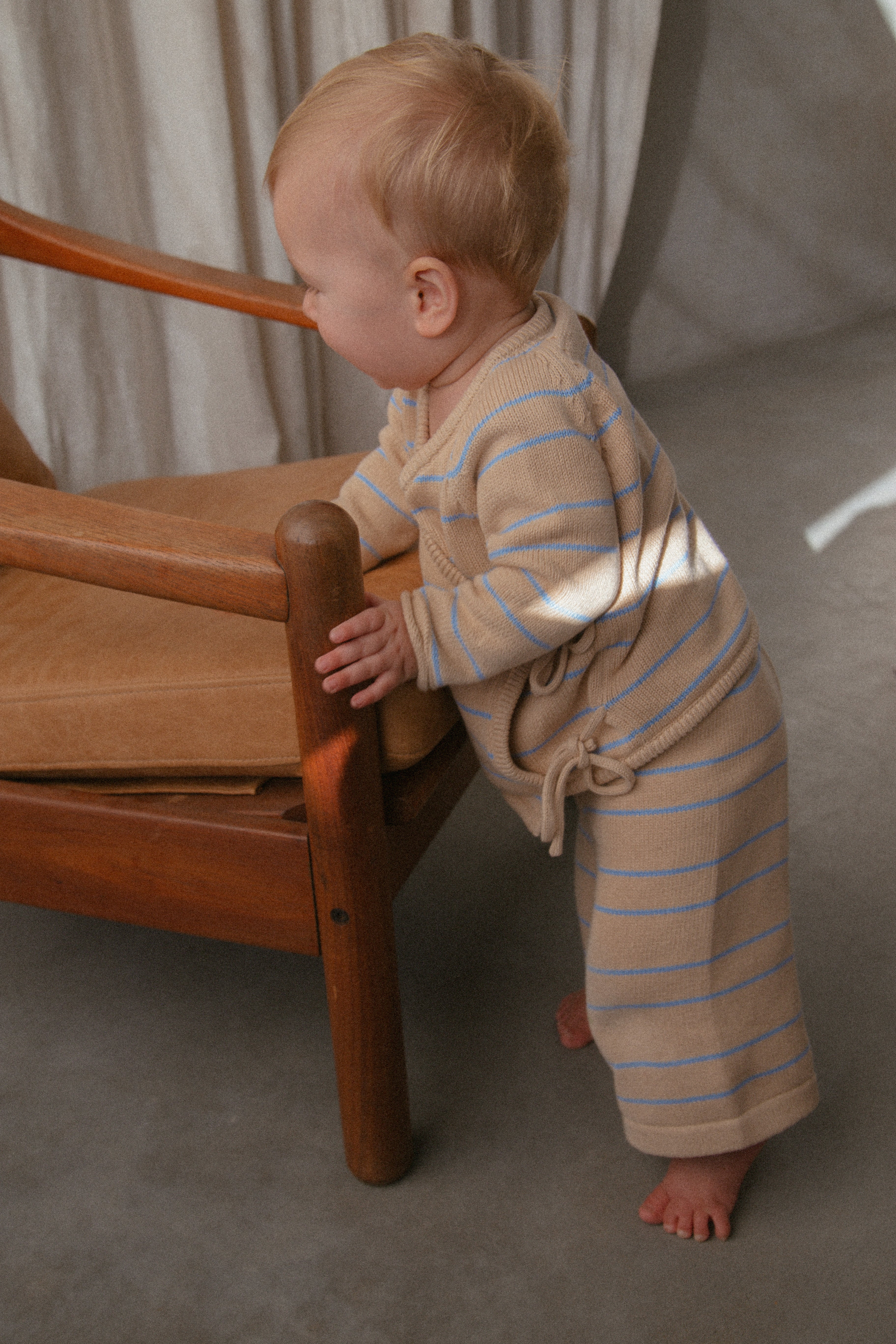 Essential Wrap Cardigan - blue stripe