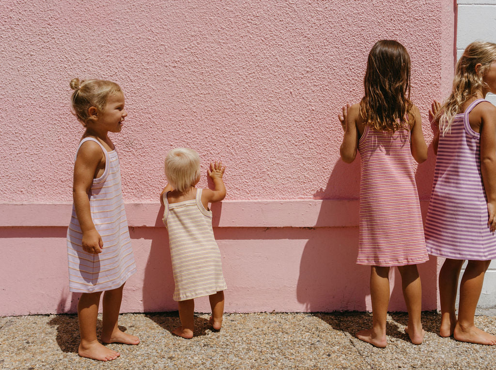 Bobbi Rib Dress - Raspberry stripe