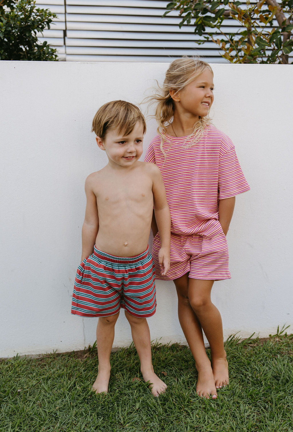 Basics Rib Set - Raspberry stripe