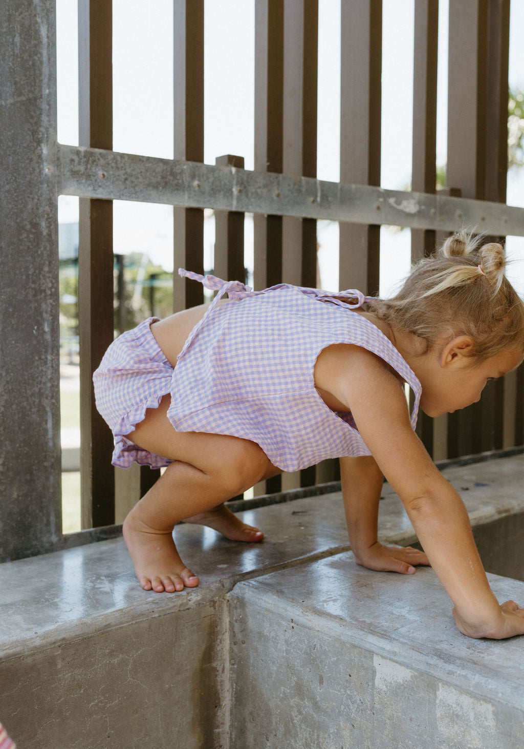 Daisy Set - Lilac gingham stripe