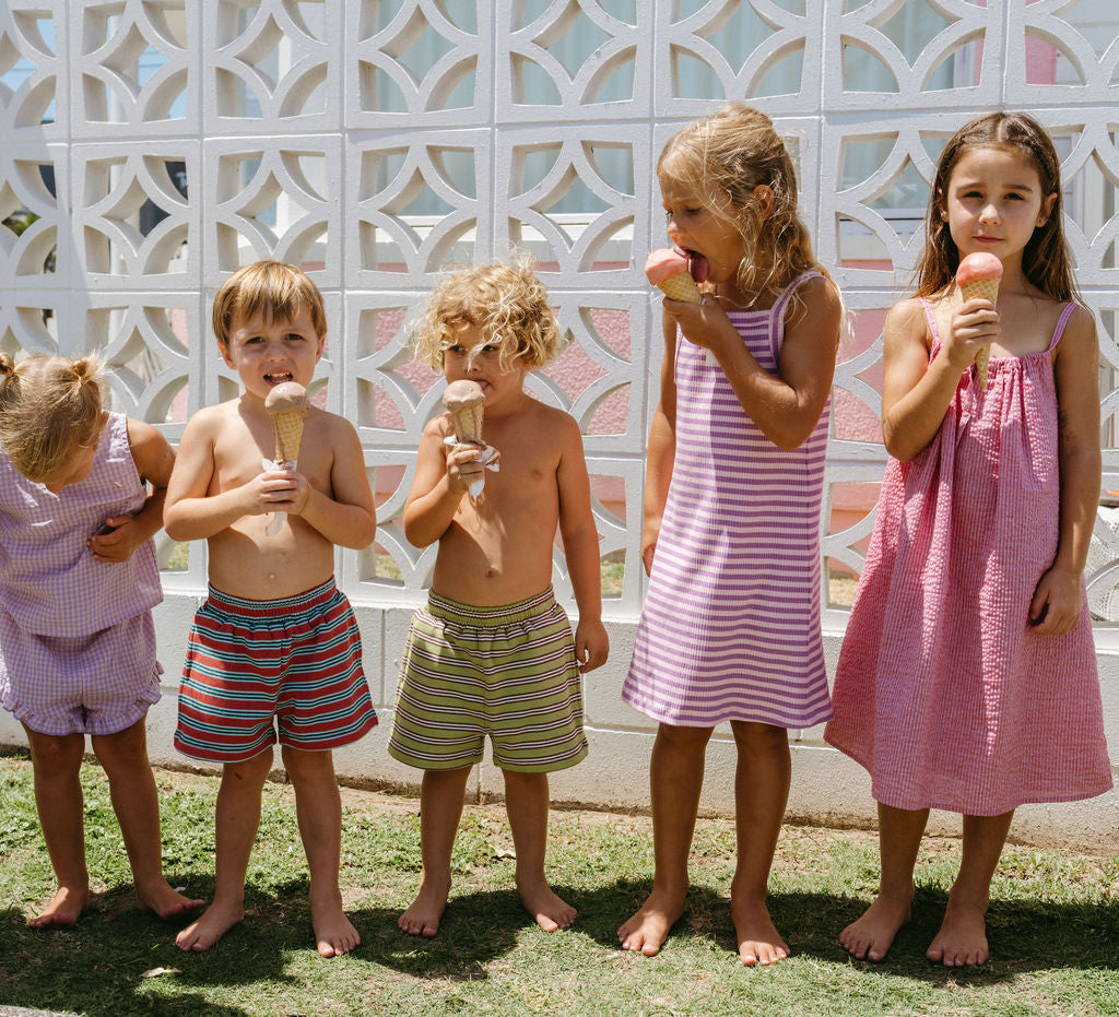 Bobbi Rib Dress - Orchid stripe