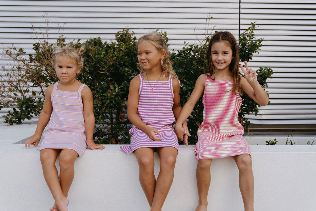 Bobbi Rib Dress - Orchid stripe
