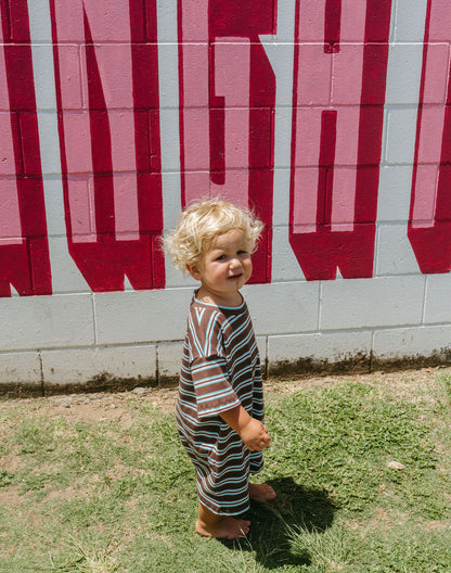 Rib Romper - Midnight tide stripe