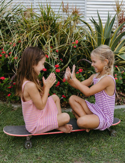 Bobbi Rib Dress - Orchid stripe