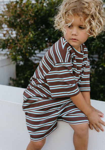 Basics Rib Set - Midnight tide stripe