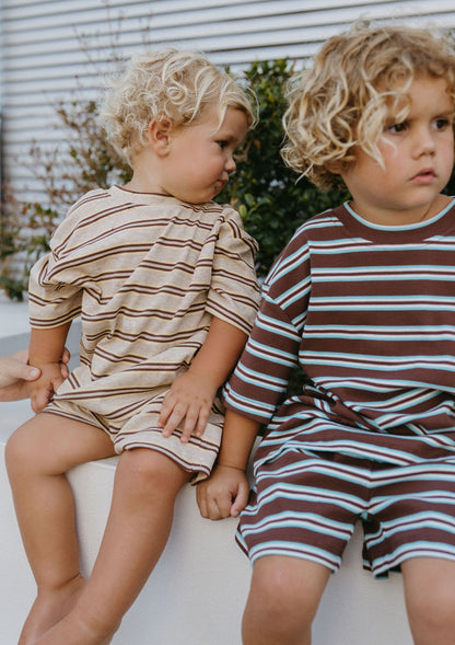 Basics Rib Set - Midnight tide stripe