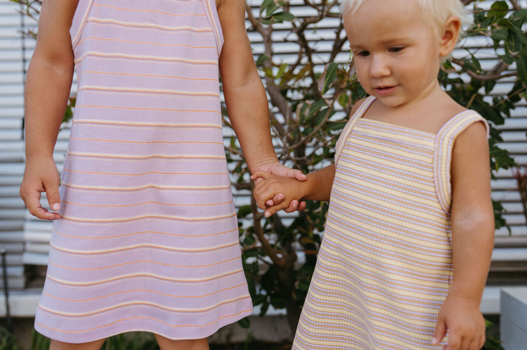 Bobbi Rib Dress - Lemonade stripe