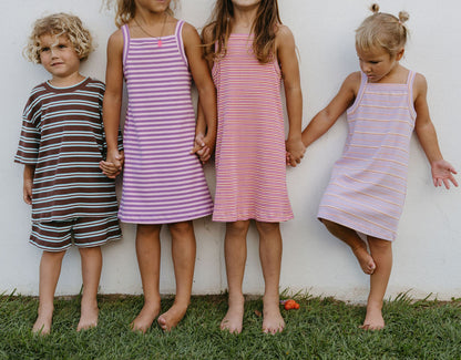 Bobbi Rib Dress - Orchid stripe