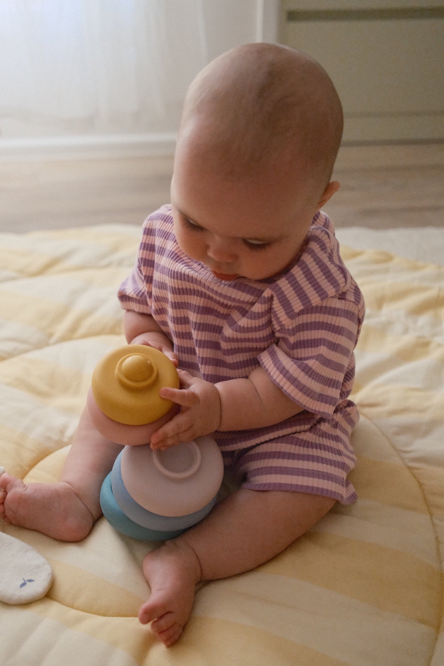 Rib Romper - Orchid stripe