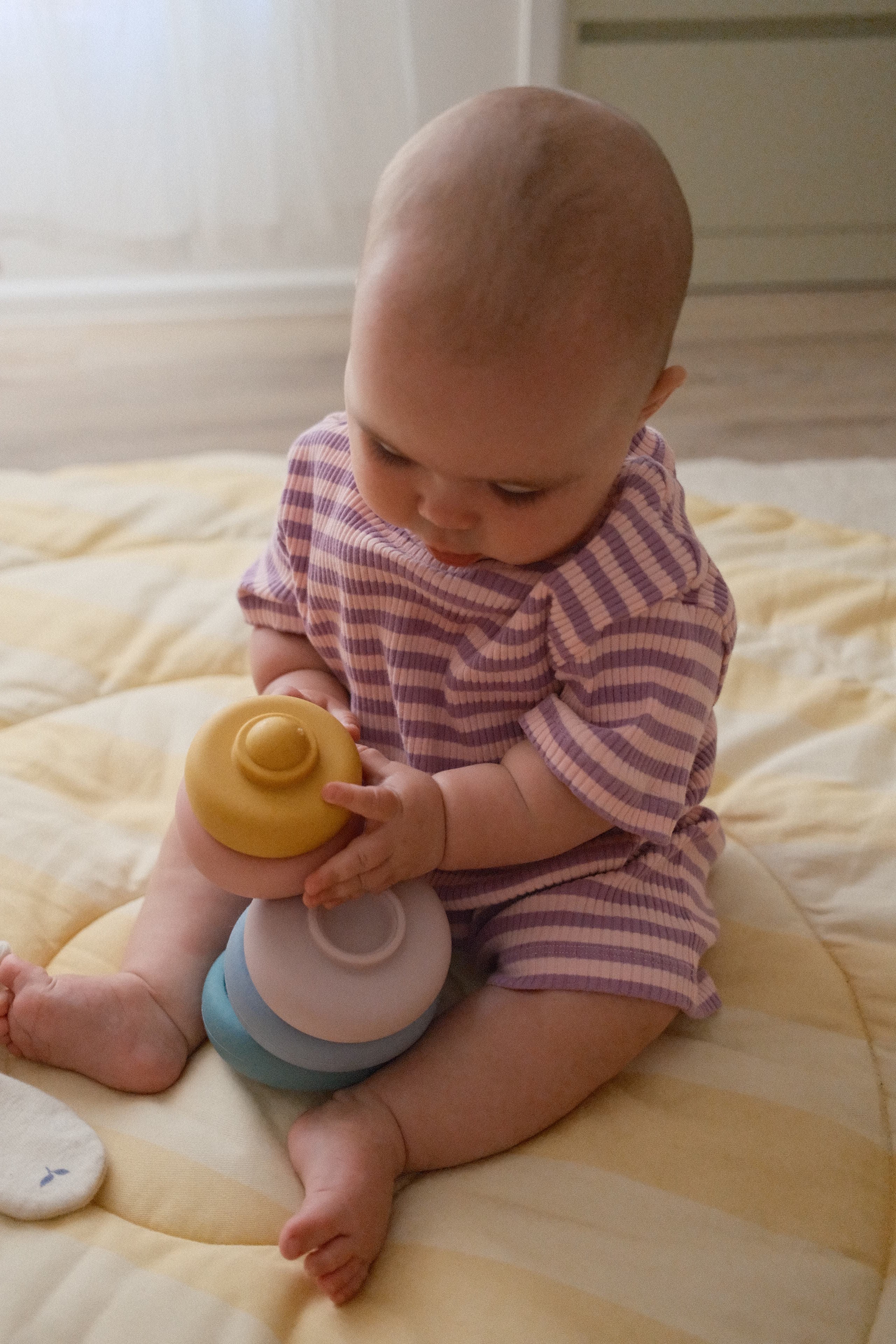 Rib Romper - Orchid stripe