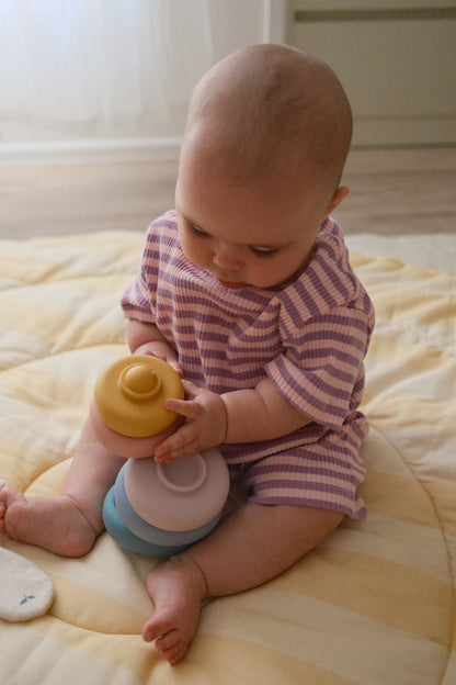 Rib Romper - Orchid stripe