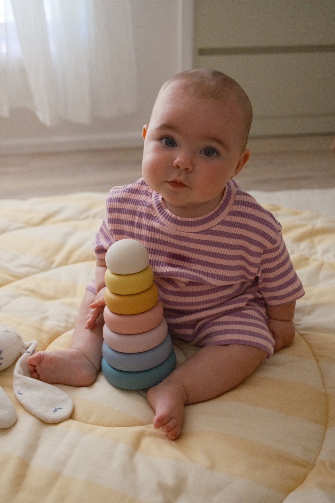 Rib Romper - Orchid stripe