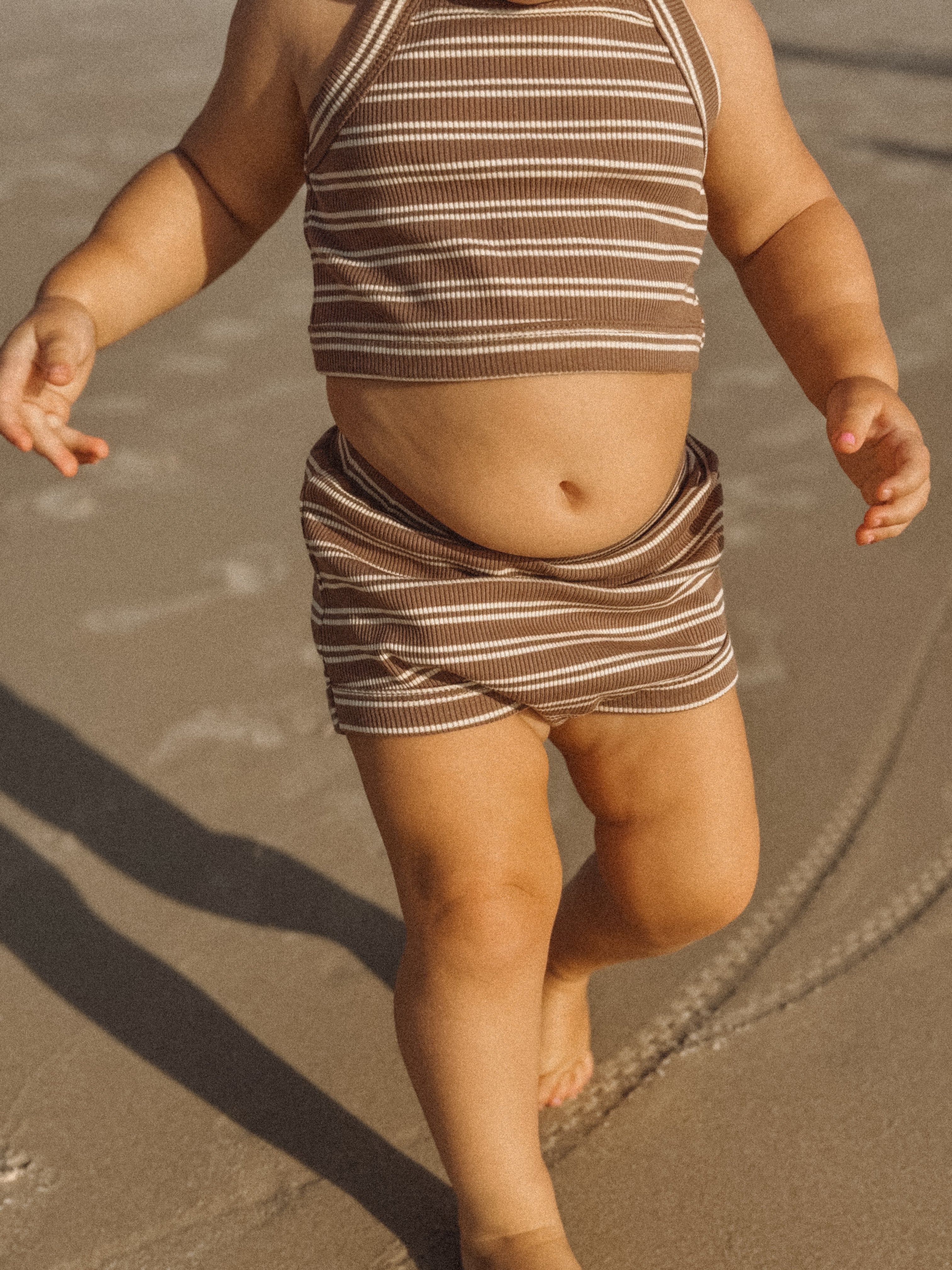 Cleo Rib Set - Choc stripe