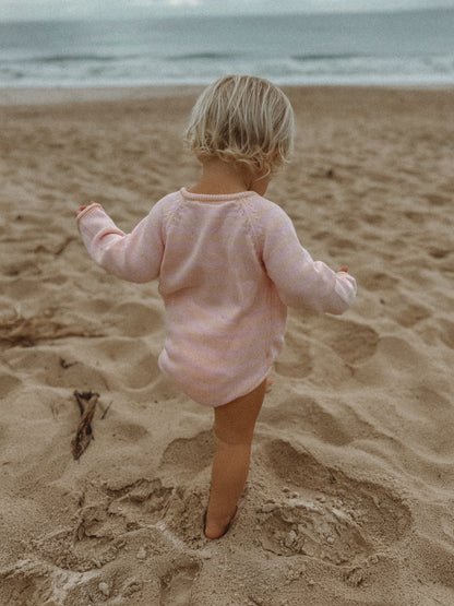 Essential Wrap Romper - pink and peach