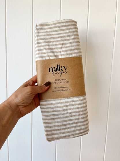 Beige Stripe Linen Wrap