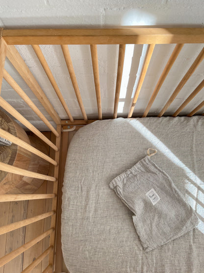 Pinstripe Linen Cot Sheet