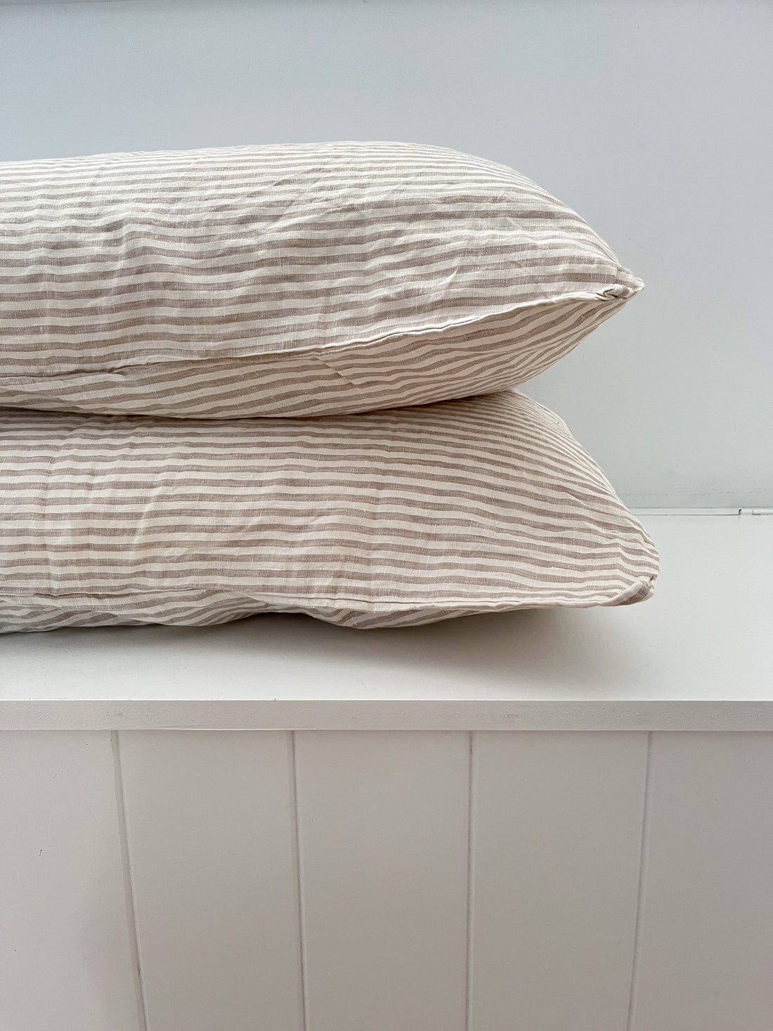 Beige Stripe Linen Pillow Slip
